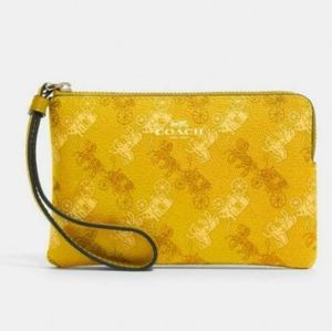 Coach Wristlet With Horse & Carriage Print Yellow